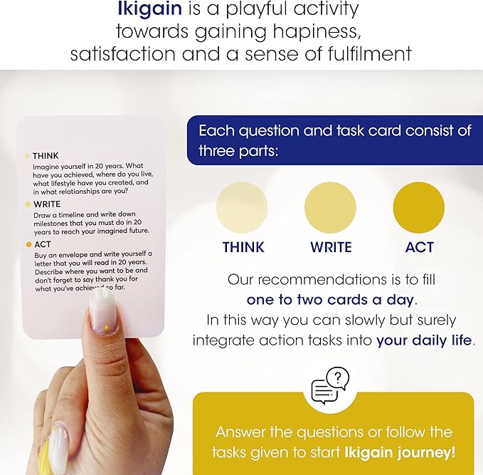 Ikigai Self Discovery Cards – 35 Mindfulness Cards for Personal Growth and Reflection – Inspired by The Ikigai Journal Method and Japanese Philosophy