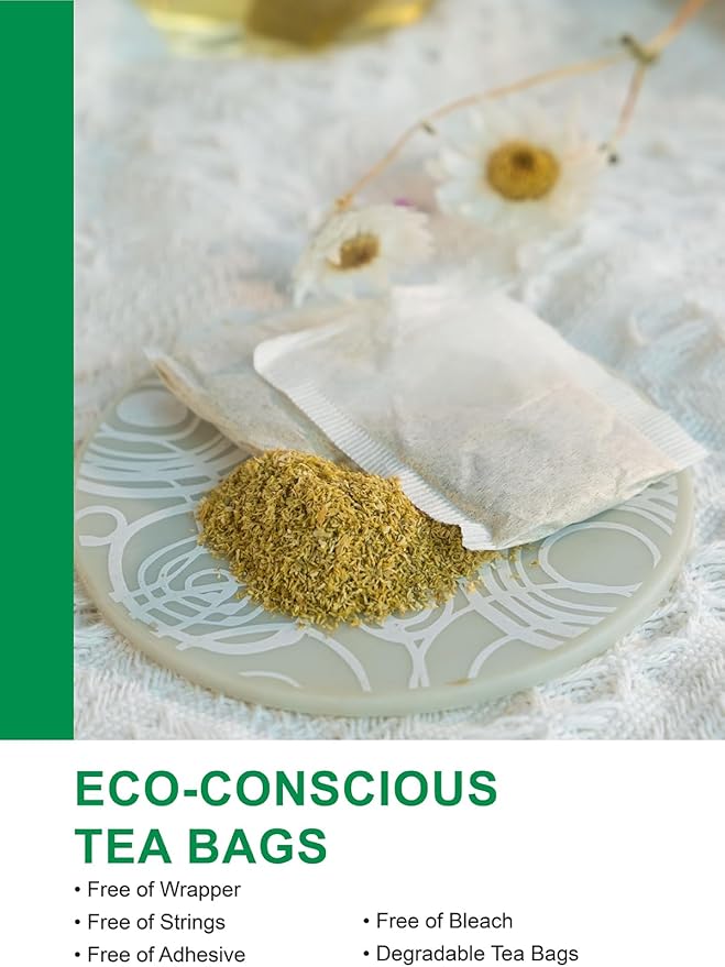 TeeLux Chamomile Tea Bags, 1g/bag, Natural Chamomile Flowers Tea, Mild & Smooth Taste, Caffeine Free, 100 Count