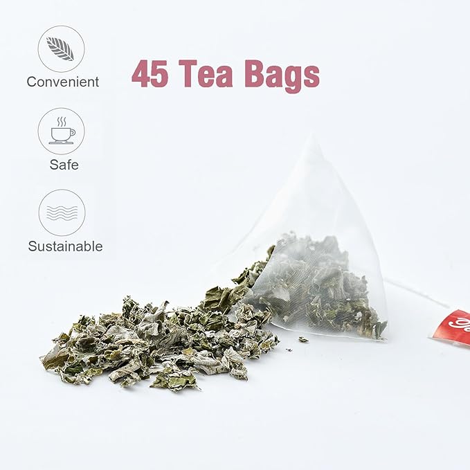 45 Red Raspberry Leaf Tea Bags| Pure Leaf Raspberry Tea Bags| Herbal Healthy Cycle Tea for Women| Non-GMO - Caffeine-free