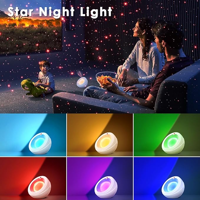 Bedside Table Lamp for Bedroom - Star Night Light with 7 Color Lighting, Small Lamp for Nightstand for Kids, Adults, Living Room, Desk, Dorm, Home