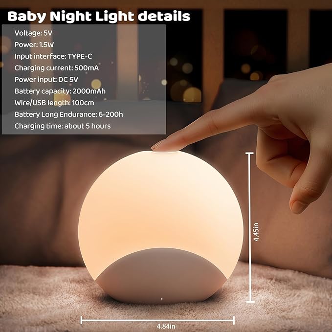 IYT Night Light for Baby,Kids Egg Light Stepless Dimming Touch Night Lamp,7 Colors Dimmable Eye Friendly Silicone Touch Lamp for Breast Feeding,Toddler Kids Bedroom Light,30 Min Hour Timer,BPA Free