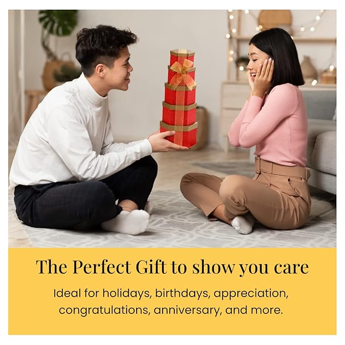 Broadway Basketeers Snacks and Sweets Ruby Red Gift Basket Tower, Anniversary, Birthday, Thinking of You for Women, Mom, Step-Mother, Wife, Girlfriend, Her or Him