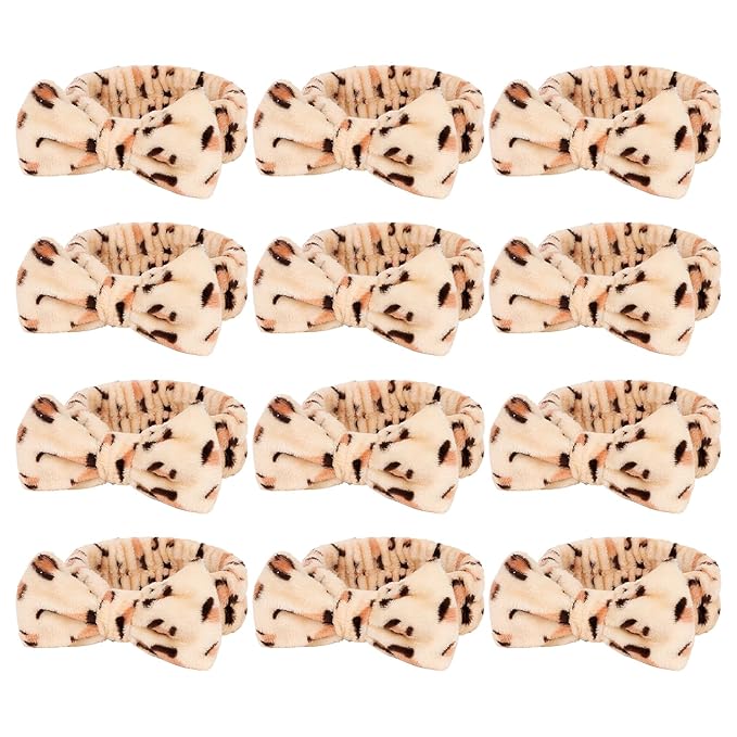 Casoty Leopard Print Spa Skincare Headband Head Bands or Washing Face Cute Face Wash Makeup Headband for Women Make up Hair Band Stocking Stuffers Spa Party Hair Accessories Gifts for Women Teen Girls