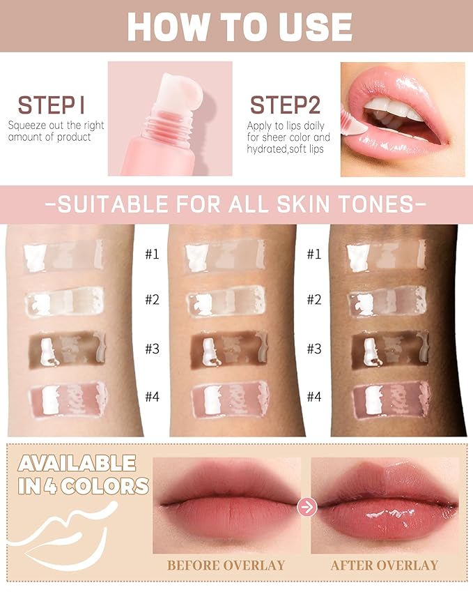 Hydrating Tint Lip Balm Summer Butter Kit, Mint Clear Sheer Beige Brown Pink Sugar Glossy Lip Gloss,Moisturizing Non-Sticky Jelly Lip Moisturizer,Glow Reviver Lip Care Oil,Gift for Women Girl-Set E