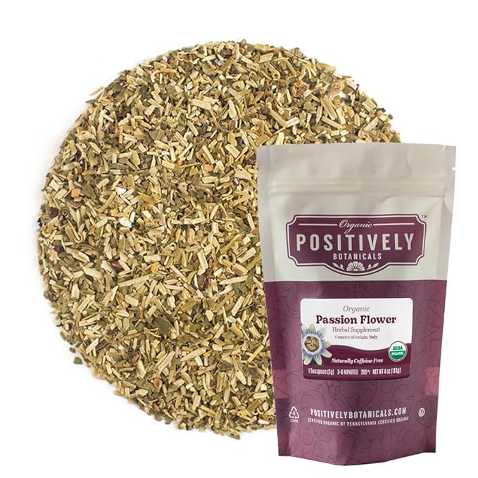 Organic Positively Botanicals Company, Passion Flower, Herbal Tea Loose Leaf Botanical, 4 Ounce