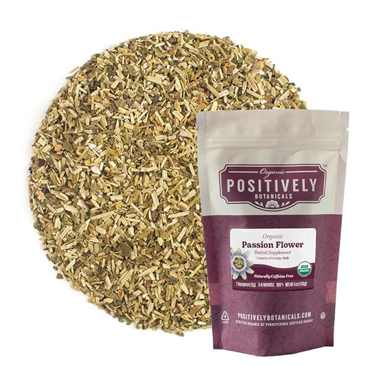Organic Positively Botanicals Company, Passion Flower, Herbal Tea Loose Leaf Botanical, 4 Ounce