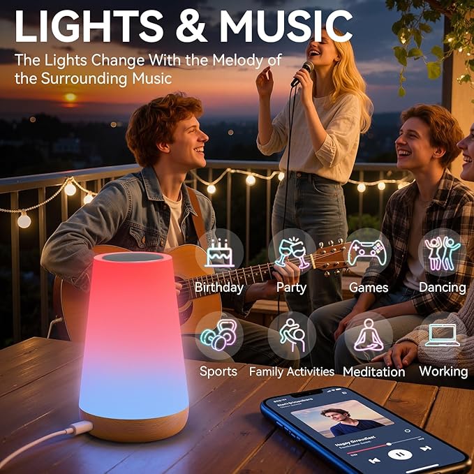 Auxmir Smart Table Lamp, Dimmable Nursery Night Light for Baby Work with App/Voice Control, LED Lamp with Music Sync and 100+ Scene Modes, Bedside Timer Lamp for Bedroom Living Room Sleep Aid(Corded)