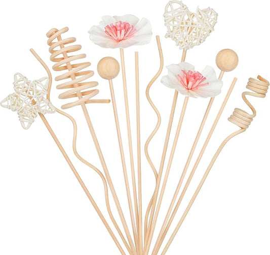 20pc Rattan Flower Oil Diffuser Set, Refill Rattan Sticks for Office & Home Decor