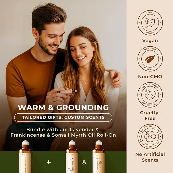 Gya Labs Frankincense Essential Oil Roll On - 0.34 Fl Oz - Travel Size Roller for Camping, Skin, Aromatherapy Relief, Convenience