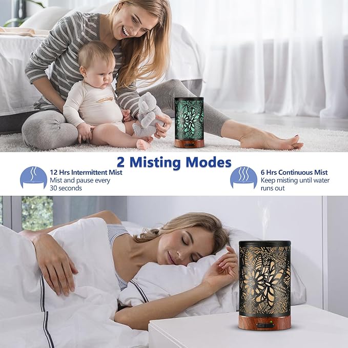 Essential Oil Diffuser Aromatherapy Diffuser - Metal Aroma Diffuser for Home 150ml Ultrasonic Cool Mist Diffuser with 7 Colors Light Waterless Auto-Off for Home Office Decor & Gift (Dragonfly)