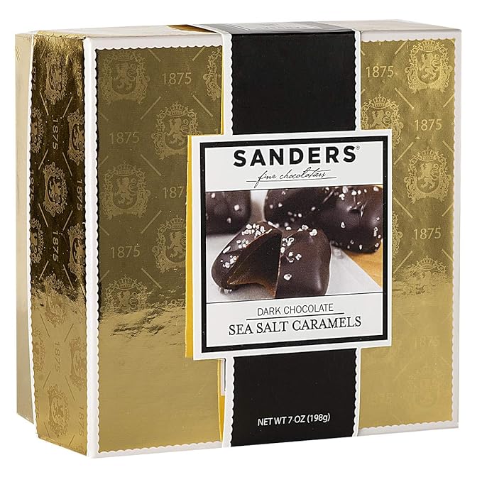 Sanders Boulevard Dark Chocolate Sea Salt Caramels Gold, Chocolate Gift Box, 14 Pieces, 7 Ounce (14 Piece)
