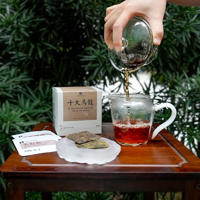 iTeaworld Oolong Tea Collection – Top 10 Classic Oolong Tea Sampler, Chinese Original Leaf Pressed Tea Cakes, 10 Classic Oolong Varieties, No Sugar or Additives, Boxed Beginner Tea Gift Set, 20 Individually Wrapped Mini Tea Cakes, 5g/Piece, 3.52oz