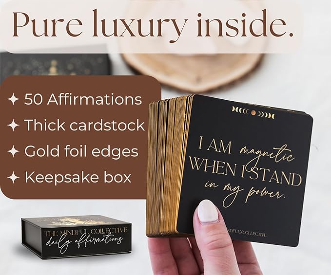 THE MINDFUL COLLECTIVE Positive Affirmation Cards for Women - 50 Daily Affirmations for Women. Motivational Mindfulness Cards, Inspirational Self Care Spiritual Gifts for Astrology, Zodiac