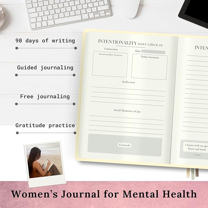 Journal for Women: Mental Health Journal with Prompts for Mindfulness, Anxiety Relief, Self Care & Gratitude: 90-Day Reflection Gift Notebook for Her