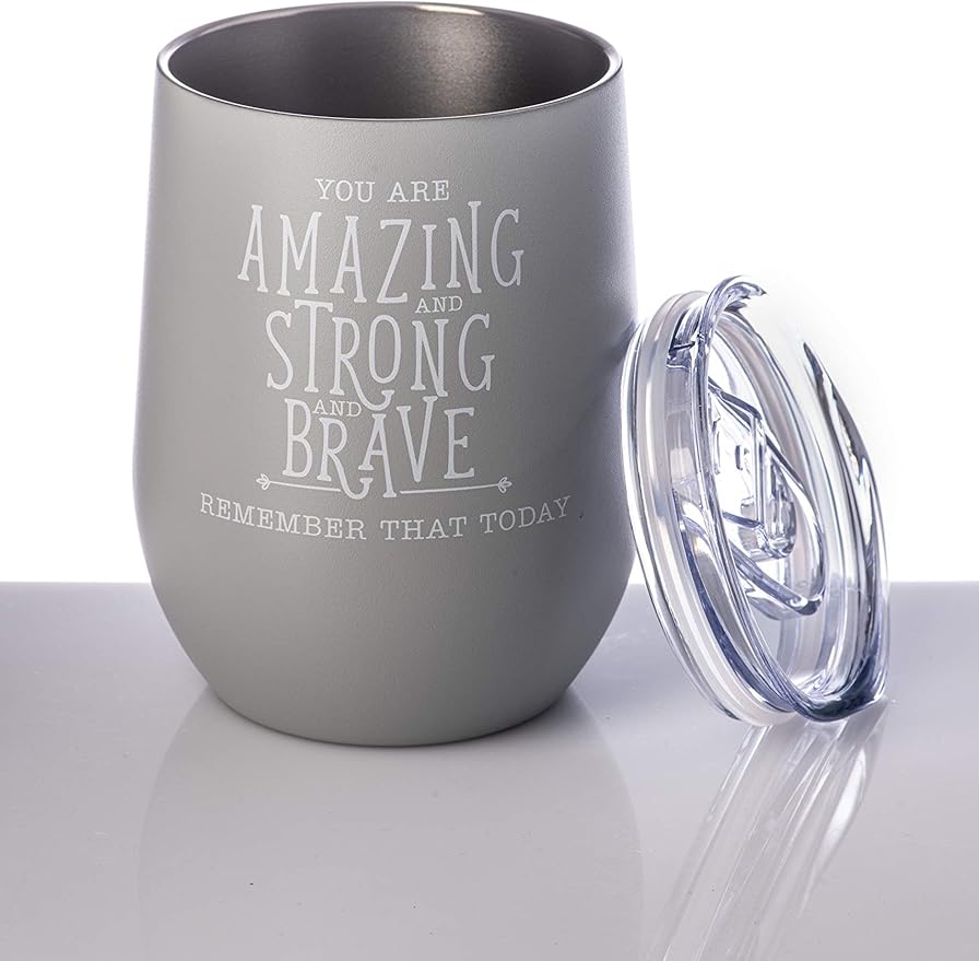 DIVERSEBEE Inspirational Thank You Gifts for Women, Best Friend, Mom, Wife, Girlfriend, Coworker, Nurse, Encouragement Birthday Wine Gifts - Insulated Wine Tumbler Cup with Lid (Glacier Gray)