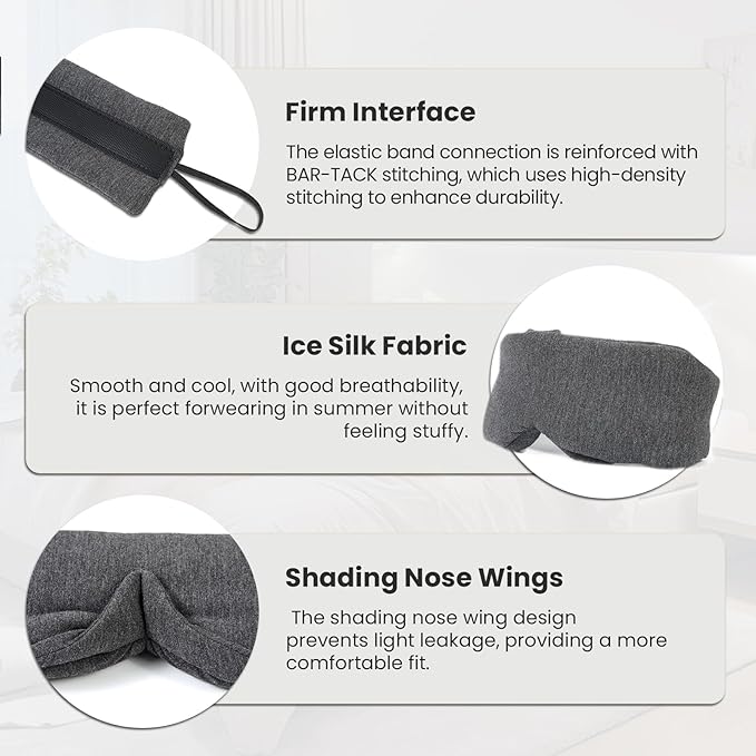 3D Eye Mask Sleep Mask for Travel Light Blocking Comfortable Eyemask Lightweight Non-Press Sleeping Mask Eye Protection for Deep Sleep Optimal Sleep Experience (Black)