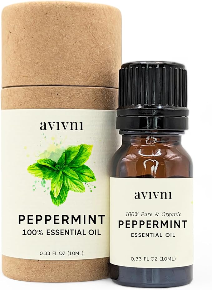 Avivni Peppermint Essential Oil - 100% Pure & Natural, Organic, Undiluted for Aromatherapy, Skin, Hair, Diffuser (0.33oz - 10ml)