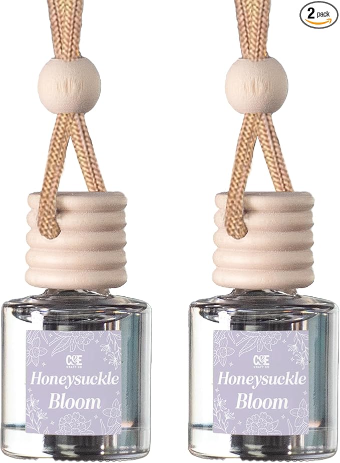 CANDECraftCo Car Air Hanging Fragrance Oil, Car Auto Freshener for Essential Oils, Scents Fragrance Aromatherapy Automobile Diffuser, Long Lasting (Honeysuckle Bloom)
