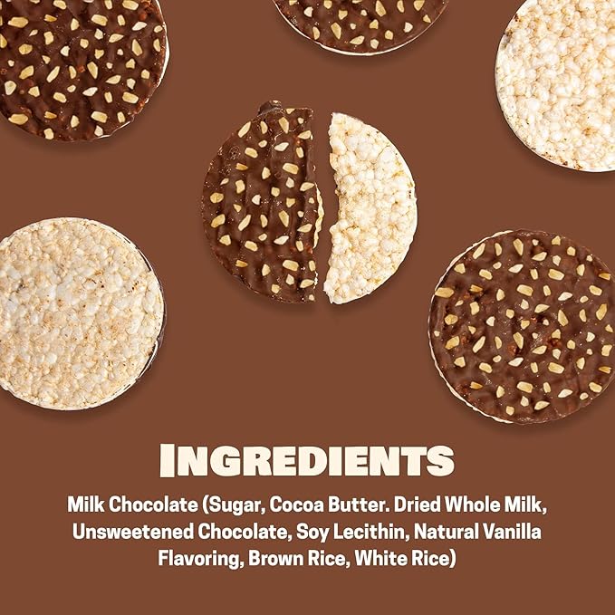 LIEBERS Thin Chocolate Rice Cakes, Kosher Certified Dairy and Dairy Free Options, Gluten Free Snack Pack Of 3 (Brittle Topped Milk Chocolate)