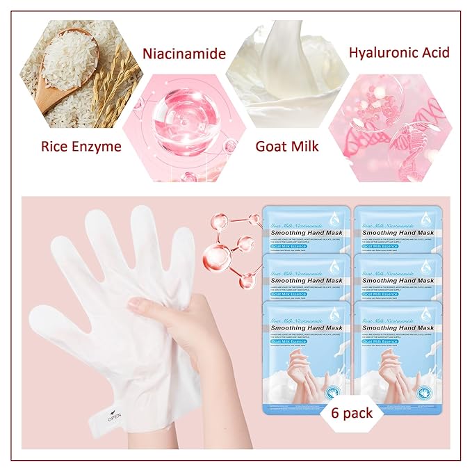 Hand Masks Moisturizing Gloves,6 Pairs Hydrating Hand Peel Masks Gift Set for Dry Cracked Hands Care,Long-lasting and Non-greasy Hand Moisturizer Gloves for Women K