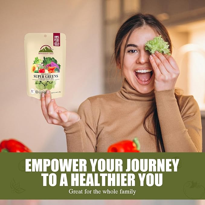 Himalayan Chef Super Greens Veggie Crisp 30g each Freeze-Dried Superfood Snack 30+ Organic Green Veggie Mix Protein-Rich, Nutrient-Packed, Gluten-Free 10 Pack