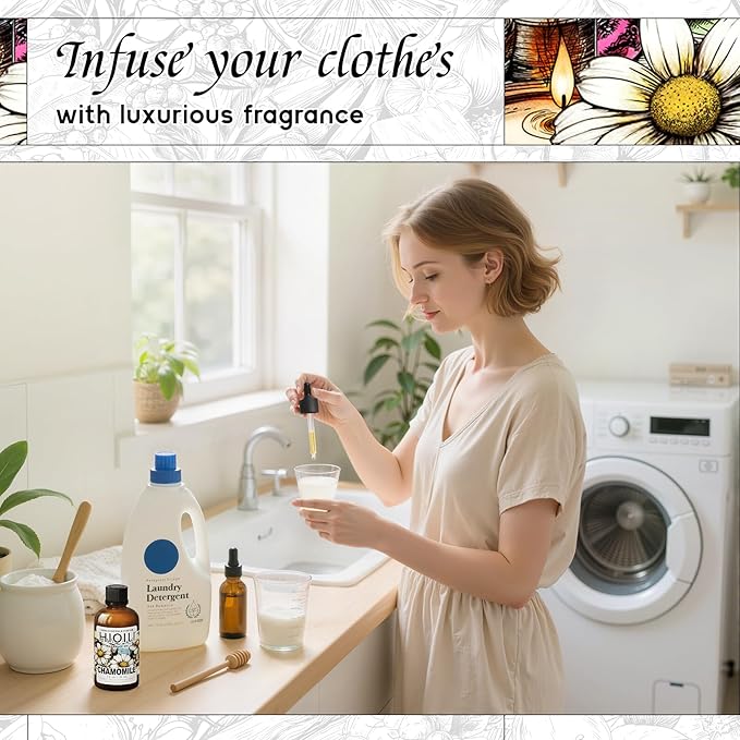 HIQILI Chamomile Fragrance Oil for Candle, Soap Making, Use in Essential Oil Diffusers, Add to Body Lotion, Laundry Dryer Balls - 1 Fl Oz