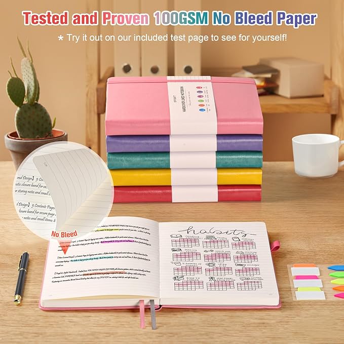 Lined Notebook Journal for Women Men, A4 College Ruled Notebook, 312 Numbered Pages Notebooks for Work, 100gsm Paper Daily Journal, Hardcover Vegan Leather Journals for Writing Office, Peacock Blue