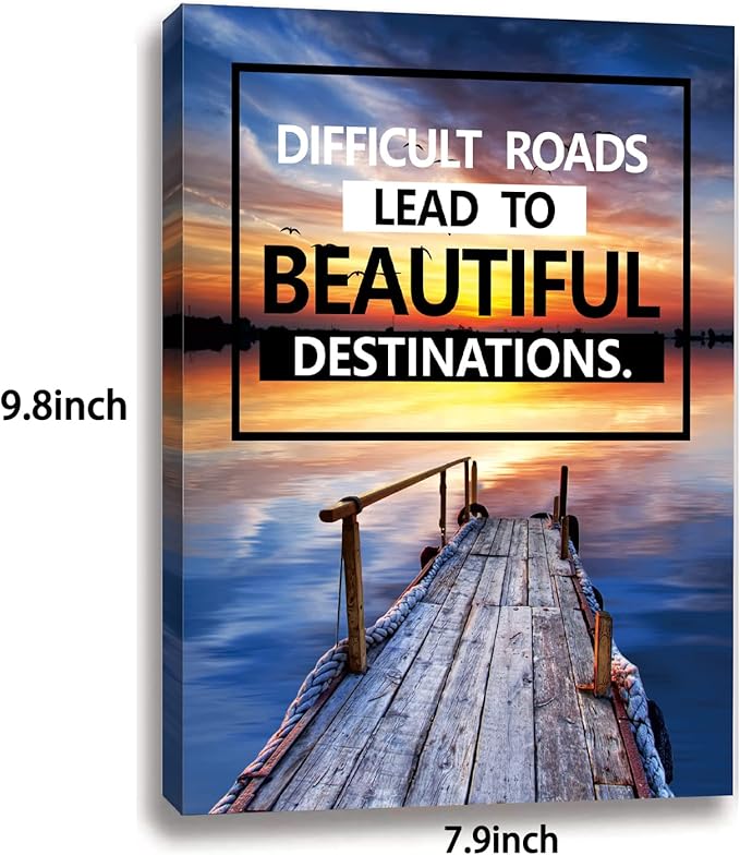 Inspirational Canvas Decoration Painting, landscape Canvas Wall Art，Suitable for Library, School, Gym,Office， Living Room Decor,6-Pack，Tabletop/Hanging(29 x 38cm) Framed