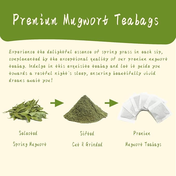 Jarteela - Mugwort Tea Bag, 2g x 50 Count - Pure Mugwort Herb - Natural Herbal Tea Bags for Digestion - Non-GMO - Caffeine-free Tea