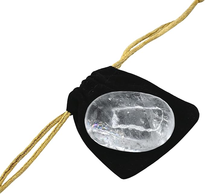 Amazing Gemstone Clear Quartz Crystals and Healing Stones - Large Palm Stone Crystals Piedra - Crystal for Good Luck, Balanced Positive Energy, Meditation - Unique Stocking Stuffers & Birthday Gifts