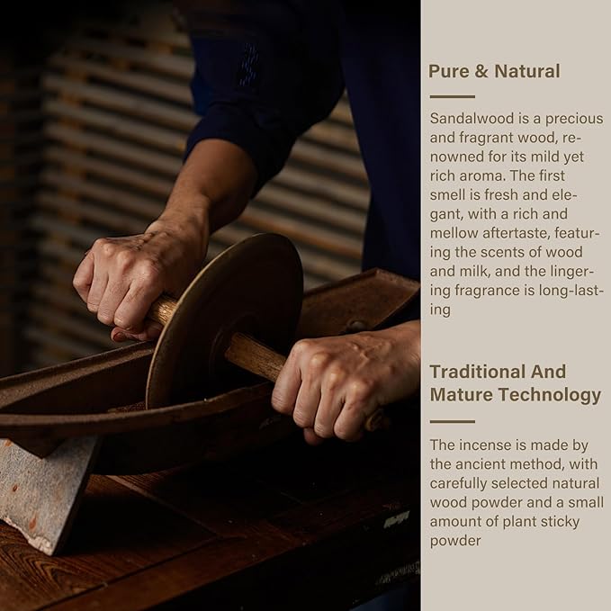 Sandalwood Incense Sticks 60 Pack, Natural Fragrance, Ideal Choice for Yoga, Meditation and Relaxation, Air Purifying Aromatherapy and Long-Lasting Burn