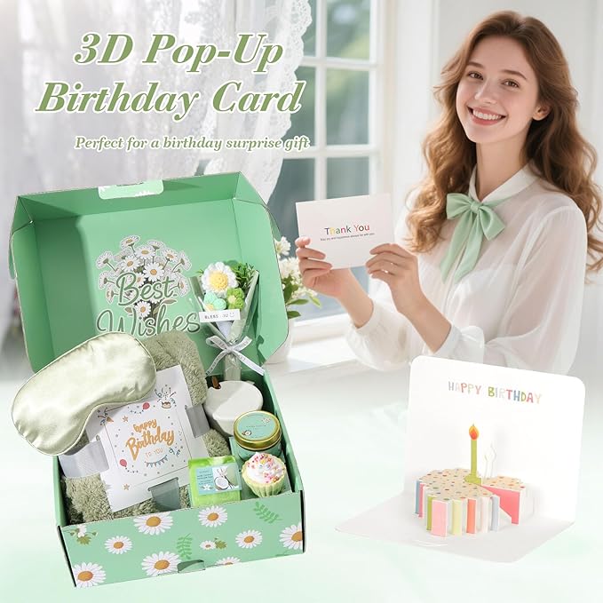 Birthday Gifts for Women, Daisy Birthday Gifts Box for Women Self Care Gift Happy Birthday Gift Baskets for Her ,Wife,Mom,Grandma,Girlfriend ,Best Friend,Sister,Thoughtful Christmas Gifts Box Set with Coffee Mug,Blanket