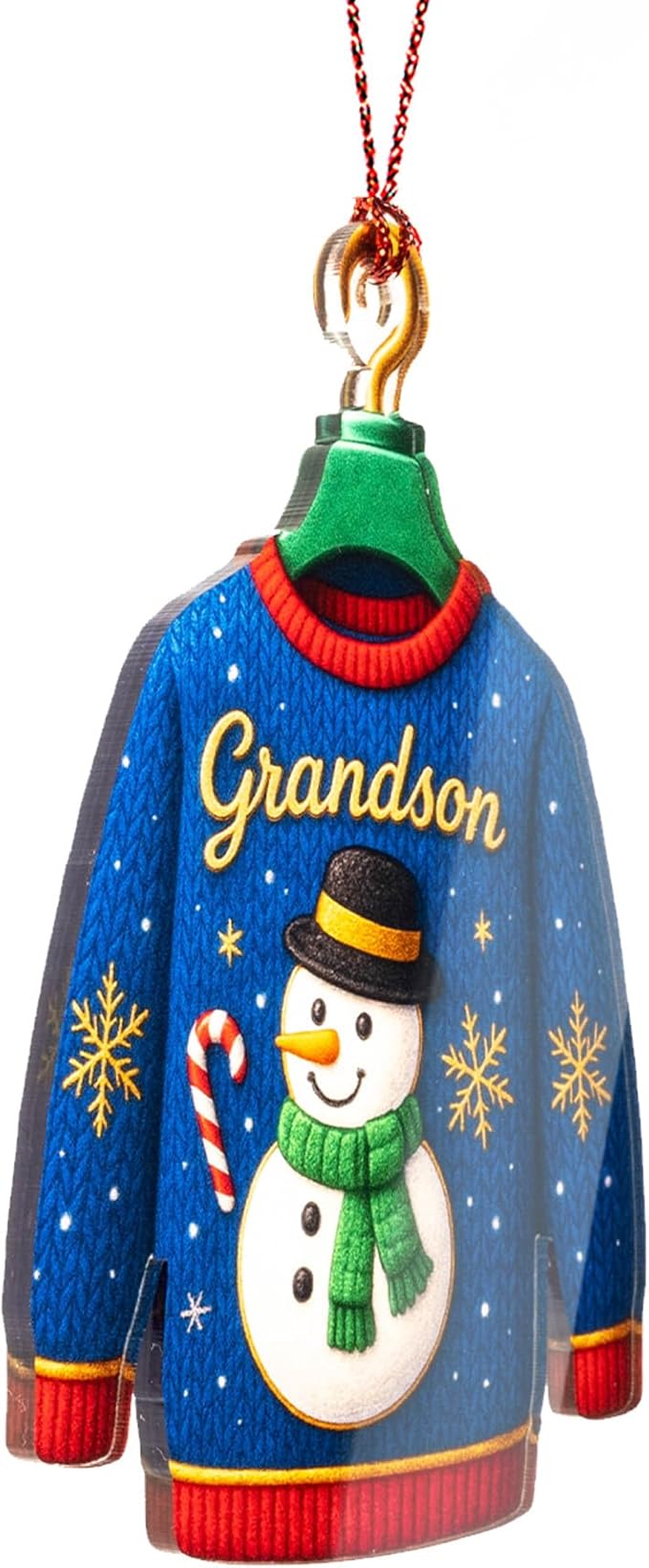 Grandson Christmas Ornament 2025 – Grandson Ornament Holiday Decor – Christmas Ornament – Suncatcher Effect Window Hanging – Car Hanging