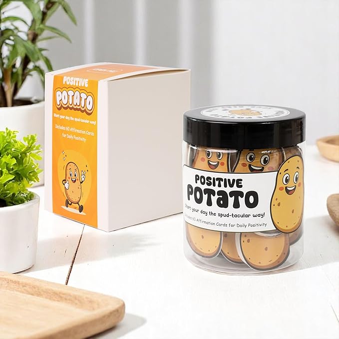 Emotional Supports Potato Jar, 60 Positive Potato Cards in Jar, Affirmation Gifts for Women, Coworker Leaving Gift, Farewell Gifts for Coworkers, Birthday Gifts for Girls, Teens, Friends