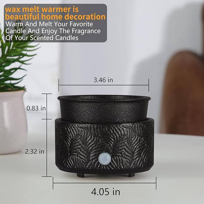 Electric Wax Melt Warmer 4-in-1 Candle Warmer for Scented Wax Melter Cute Ceramic Fragrance Wax Burner for Home Office Bedroom Deco Gift for Women Black