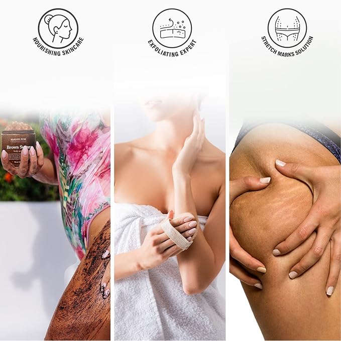 MAJESTIC PURE Brown Sugar Body Scrub for Cellulite and Exfoliation - Natural Body Scrub - Reduces The Appearances of Cellulite, Stretch Marks, Acne, and Varicose Veins, 10 Ounces