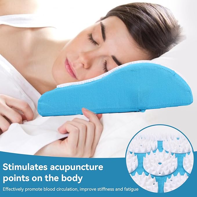 Acupressure Pillow,Sponge Massage Cushion Promote Blood Circulation Acupressure Mat for Muscle Pain & Headache(Blue)
