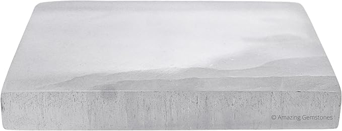 Amazing Gemstone Selenite Crystal Charging Plate For Crystals And Healing Stones, 3" Selenite Crystal Plate Coaster For Home, Office Table Decor (Selenite Square)