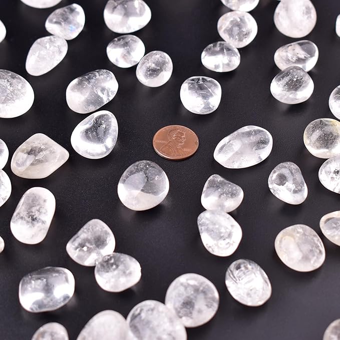 Clear Quartz Healing Crystal Stone Set - Natural & Polished Stones for Healing, Meditation, Reiki, Chakra, Crafting & Decoration (0.6 inches)