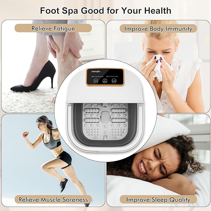Collapsible Foot Spa with Heat and Remote Control, Massage Rollers, Bubble, Foot Pedicure Kit, Temperature Control, Red Light, Foot Bath and Pumice Stone Pedicure Foot Spa