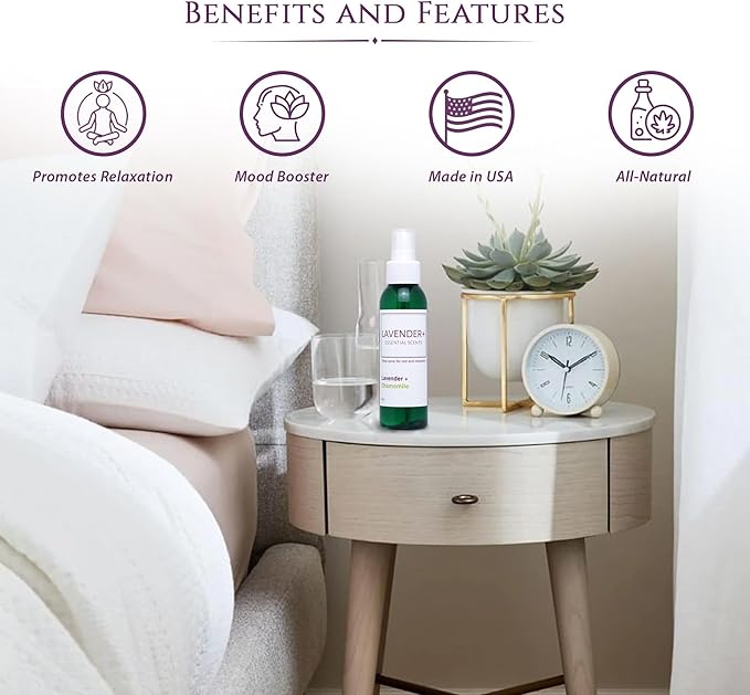 Lavender Sleep Spray for Pillows, Linens & Pajamas – Natural Calming Lavender & Chamomile Aromatherapy Mist with Amethyst & Reiki Energy. Deep Sleep + Bedtime Relaxation for Adults & Kids. 4 ounce (2)