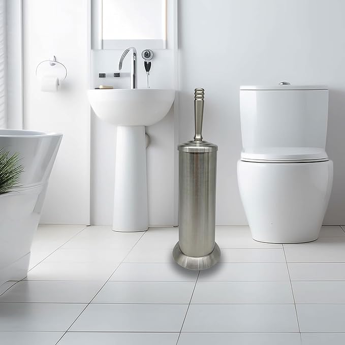 Brushed Nickel Toilet Bowl Brush with Holder, Durable Bathroom Cleaning Tool, Modern Design for Easy Toilet Maintenance, Bathroom Cleaner Brush for Efficient Cleaning and Hygiene