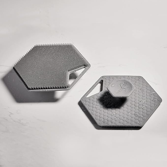 TOOLETRIES Body Scrubber - Silicone Exfoliating Scrubber - Bathroom & Shower Accessories for Men, Travel Essentials for Men - Durable & Long Lasting - Grey