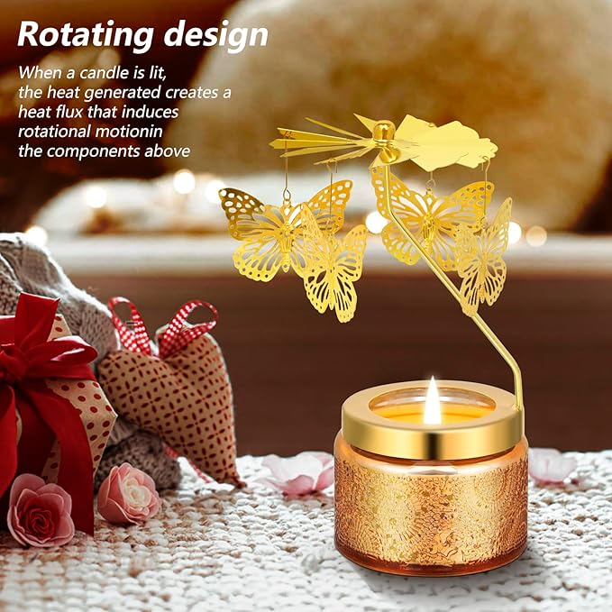 Butterfly Rotating Scented Candles Gift Set for Birthdays, Christmas, Thanksgiving, or As A Unique Present for Your Mom, Sister, Girlfriend, Colleagues, Friends, or A Dear Friend
