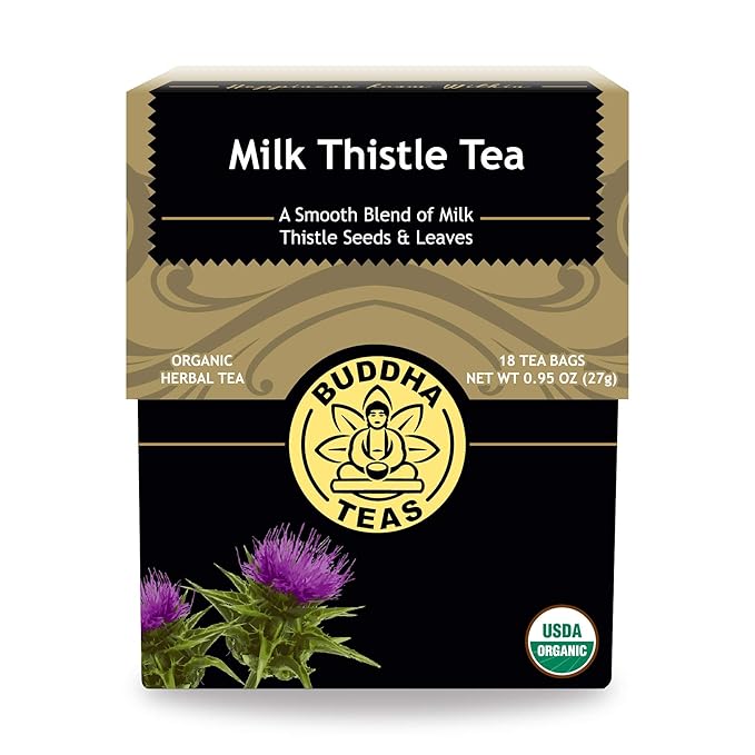 Buddha Teas - Organic Milk Thistle Tea - Herbal Tea - Promote Cleansing & Wellness - With Antioxidants & Minerals - Clean Ingredients - Caffeine Free - OU Kosher - 18 Tea Bags (Pack of 1)