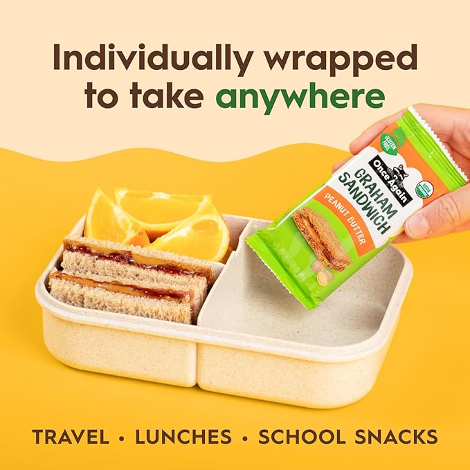 Once Again Chocolate Peanut Butter Graham Sandwiches - Organic, Gluten Free Graham Crackers with PB & Dark Chocolate Filling - Gluten Free Snacks for Kids & Adults - Dairy Free School Snacks, 12 Ct