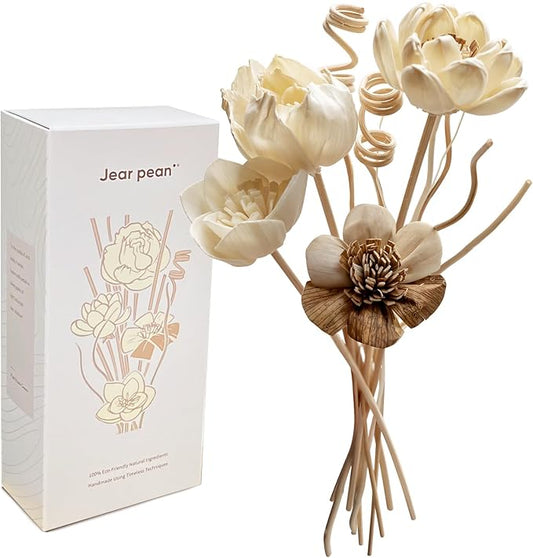 Reed Diffuser Sticks Set, Natural Paper Material, Flower Diffusers for Home Bathroom and Bedroom Decor, 12Pcs Exquisite Box