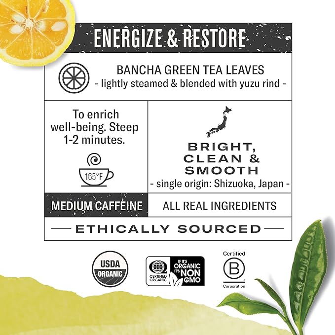 Numi Organic Roasted Japanese Green Tea Variety Pack, Hojicha, Yuzu Bancha & Kukicha, 16 Count (Pack of 3)