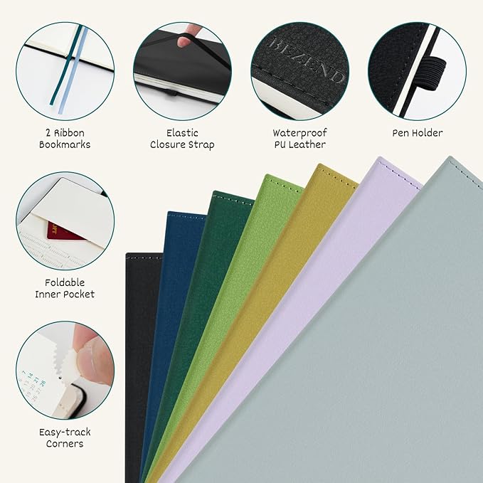 BEZEND Pocket Planner 2026 Weekly and Monthly (3.5" x 6"), 2-Column Calendar Book for Purse (Jul 25-Dec 26), Dual Schedule for Daily Appointment, Inner Pocket, PU Leather Hardcover - Mustard