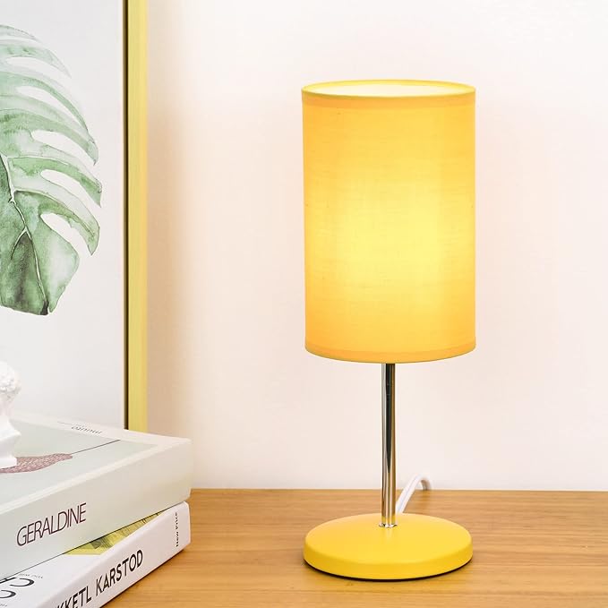 Lampwell Alee Modern Set of 2 Yellow Table Lamps for Living Room & Bedroom, 4.33H12.21IN, Bulb Excluded